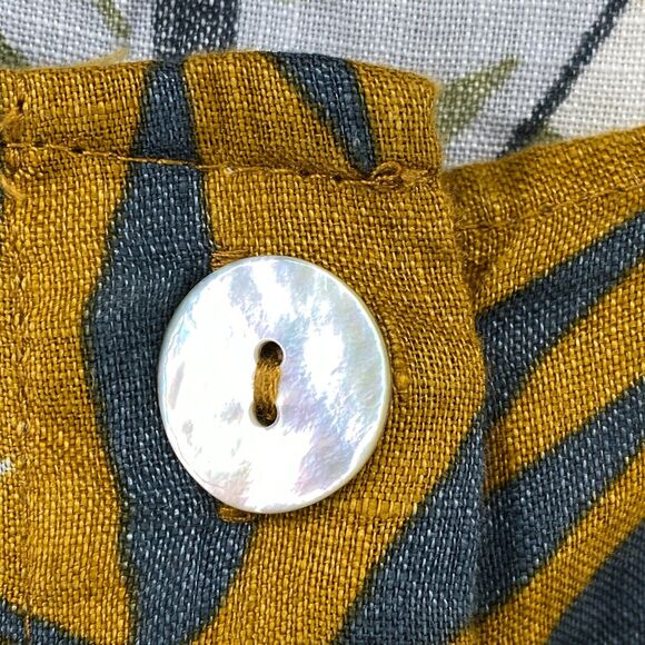 C&C CALIFORNIA Tank Top XL Linen Tropical Sleeveless Button Front Yellow - Picture 5 of 11